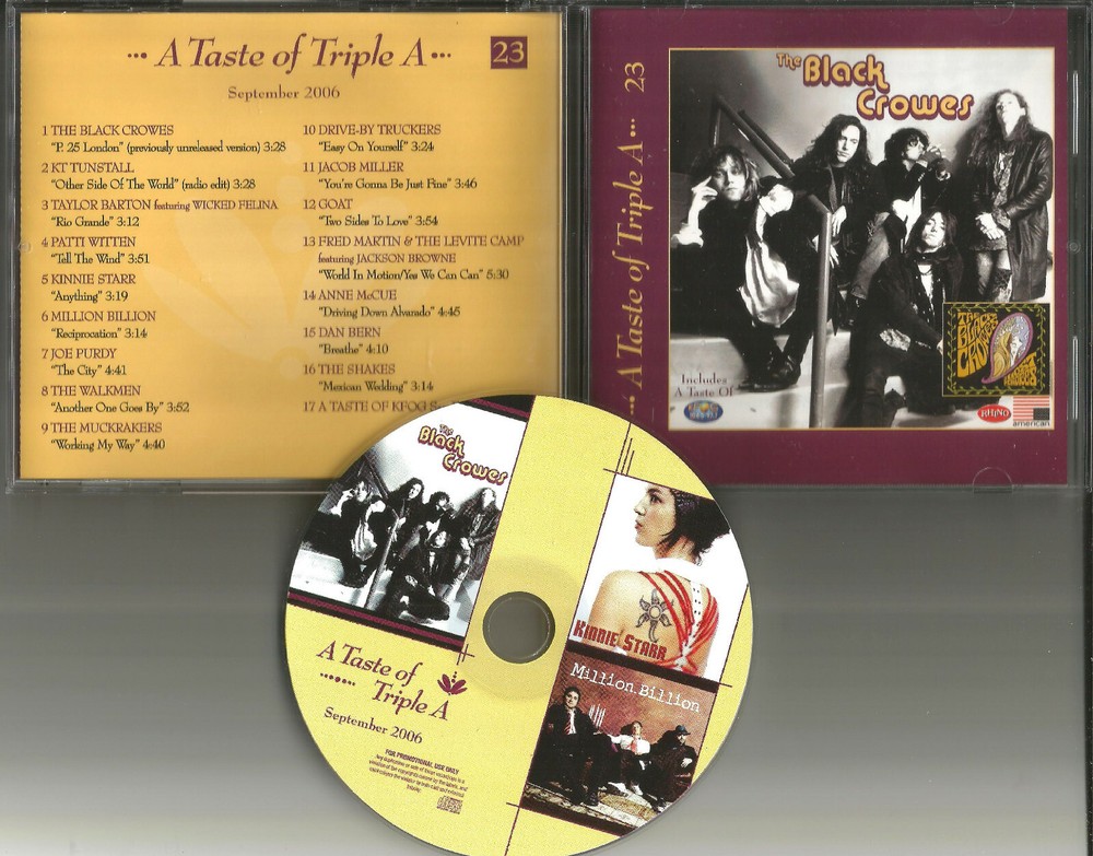 PROMO CD w/ UNRLEASED BLACK CROWES w/ The Walkmen DRIVE BY TRUCKERS Kt Tunstall