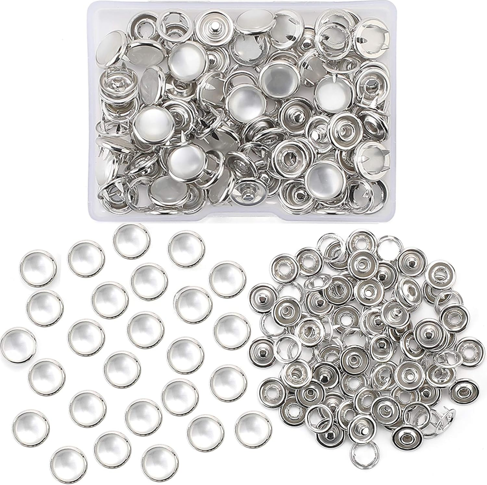 10mm White Prong Pearl Snaps Kit for Western Shirts