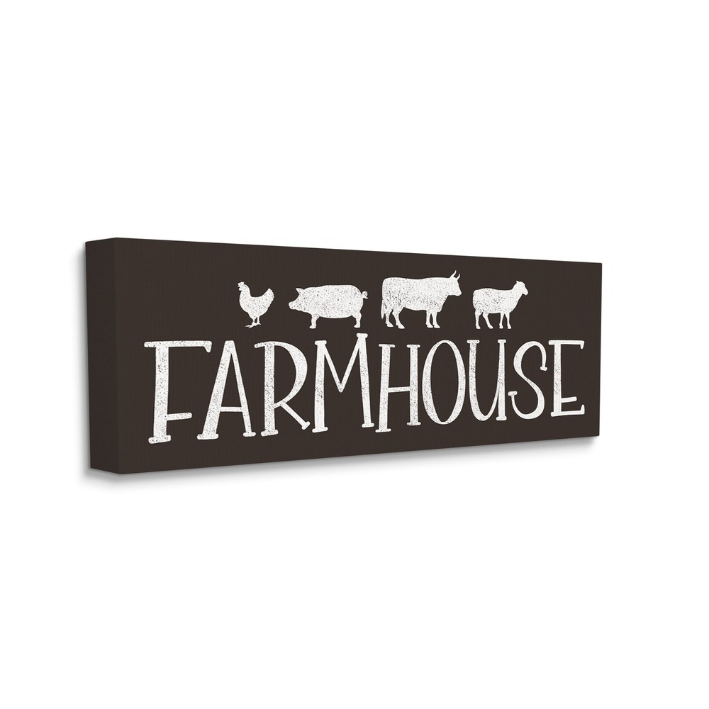 Stupell Farmhouse Animals Sign Black White Pig Cow Chicken