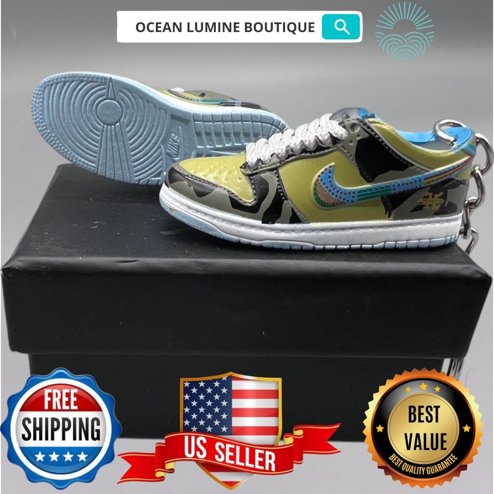 SB DUNK 3D Mini Sneaker Keychain, Jordan Sneaker Collectible, Box Options