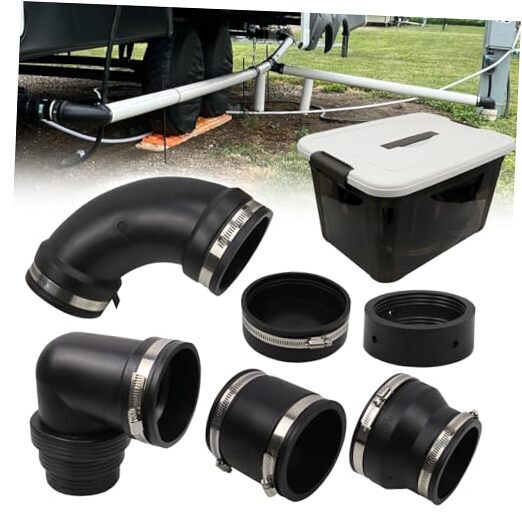 RV and Camper Sewer Waste Plumbing Connection System Kit Compatible with 3