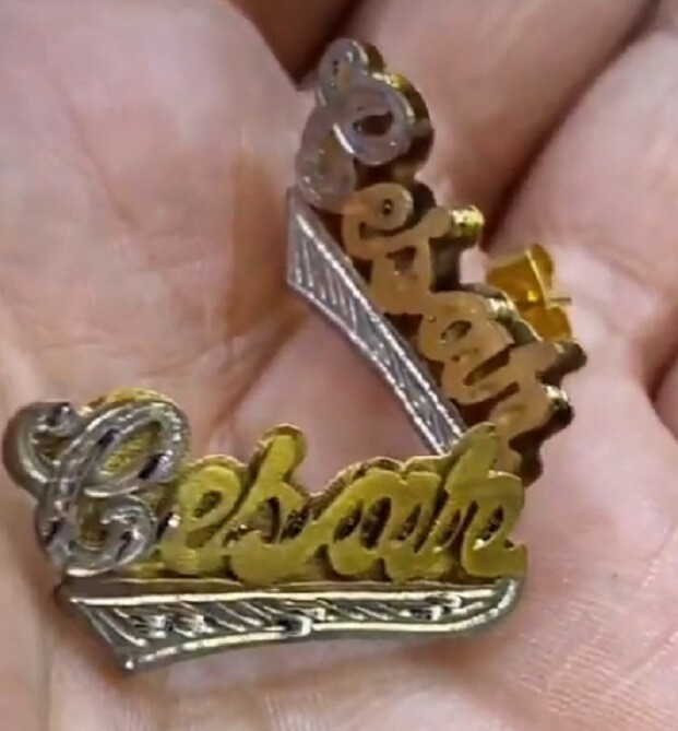 14K Gold Plated Double Name Plate Stud Earrings Customizable  -image