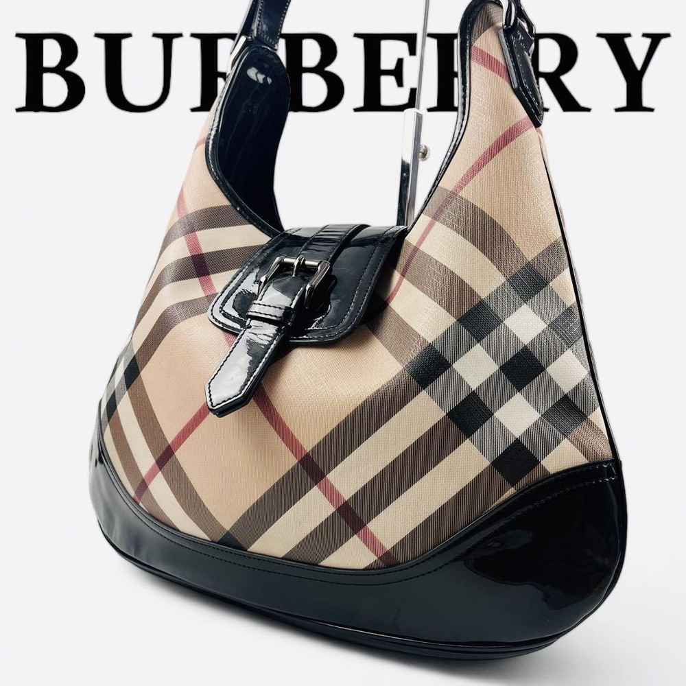 Burberry Shoulder Bag Nova Check PVC Beige Authentic F08281462