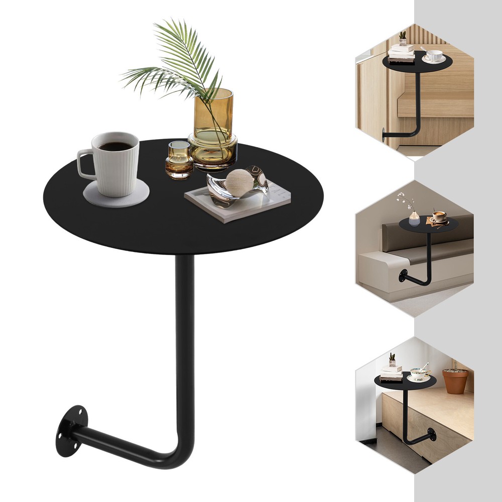 Wall Mounted Bar Table Modern Round Coffee Table Drinks/Snacks Storage Balcony
