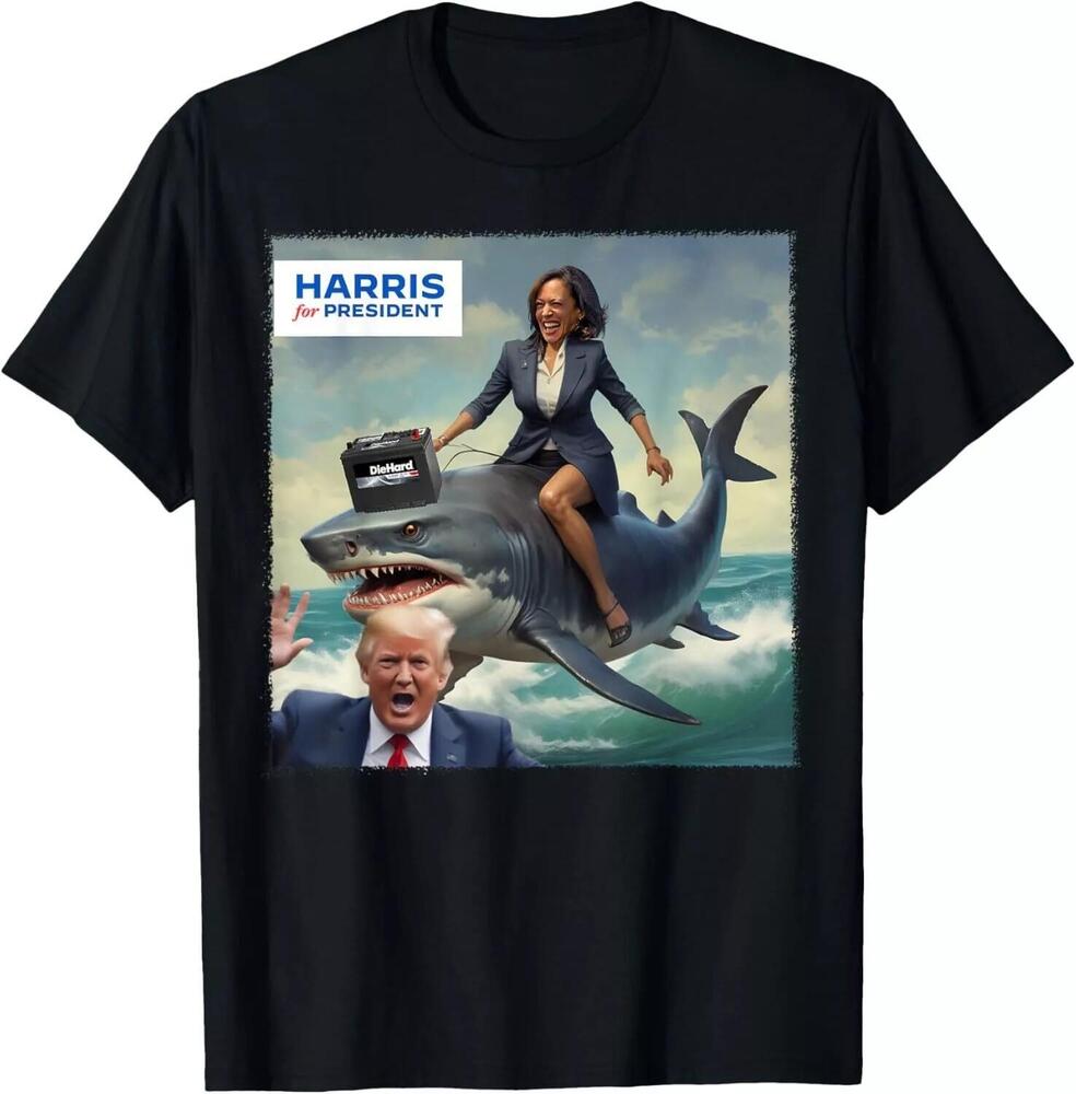 Funny Kamala Riding A Shark 2024 President  Beat Trump T-Shirt