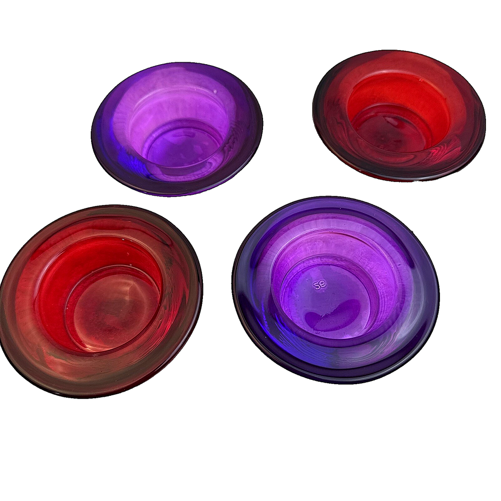 Set of 4 Vintage Colored Tealight Candle Holders Crate & Barrel Style