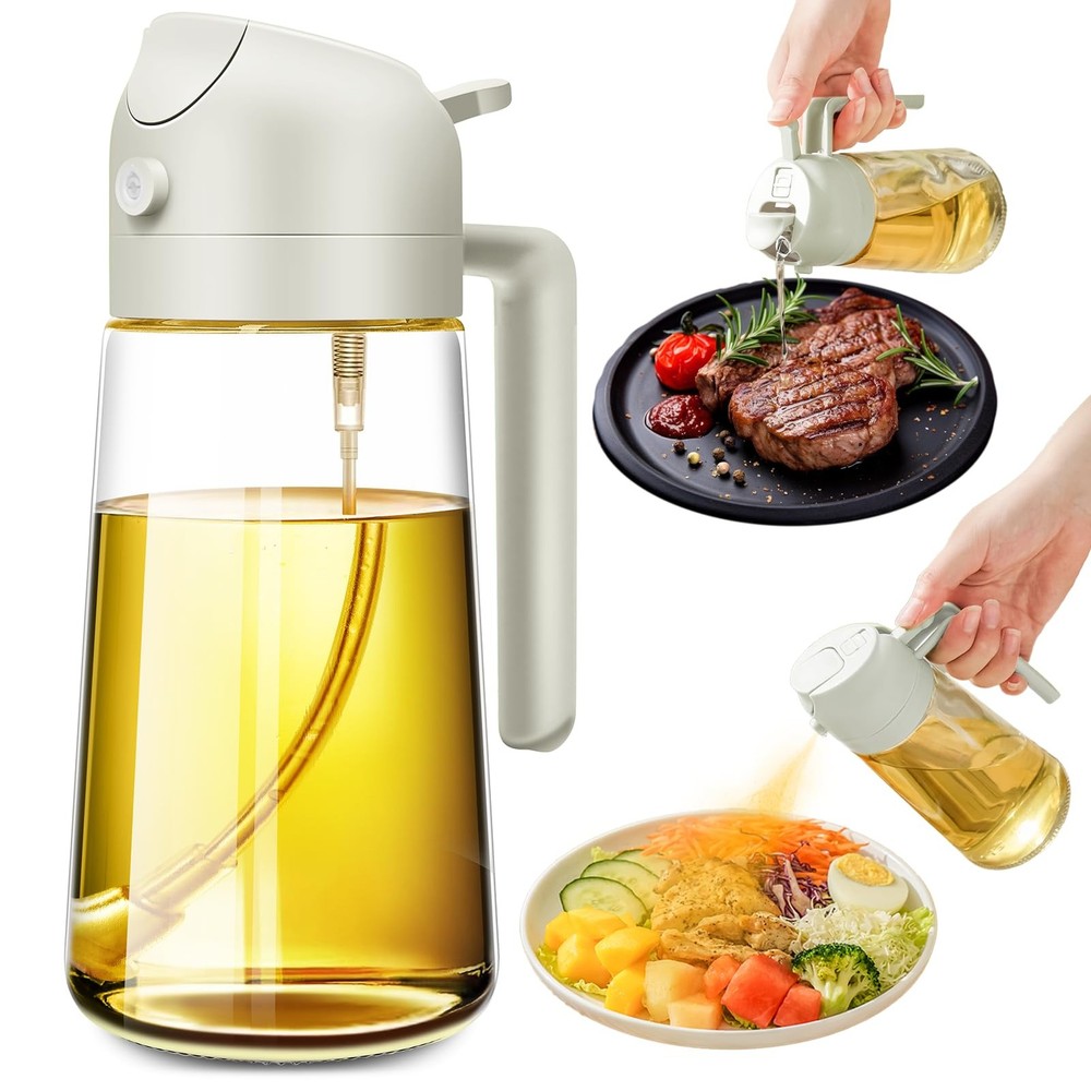 2 in 1 Glass Olive Oil Dispenser and Sprayer 17oz 500ml Bottle