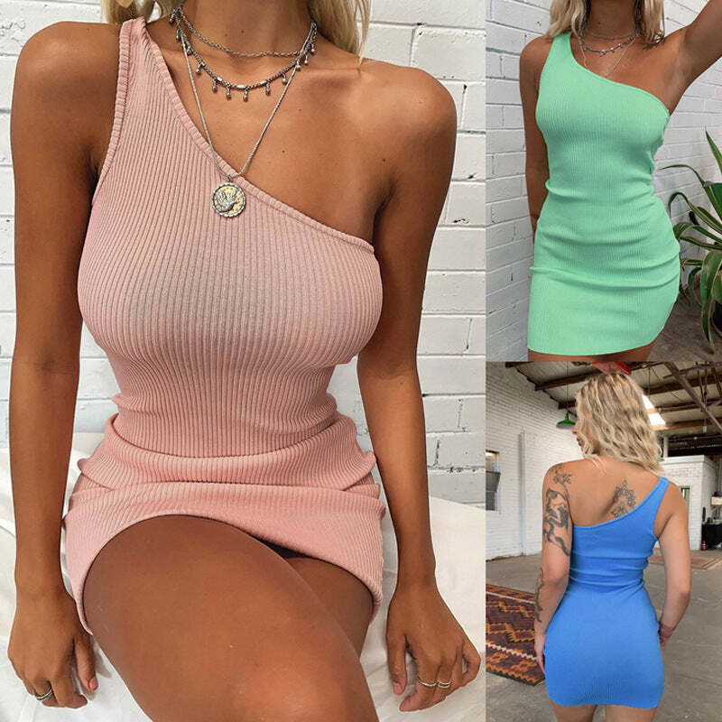 Diagonal tight skirt dress Women casual top