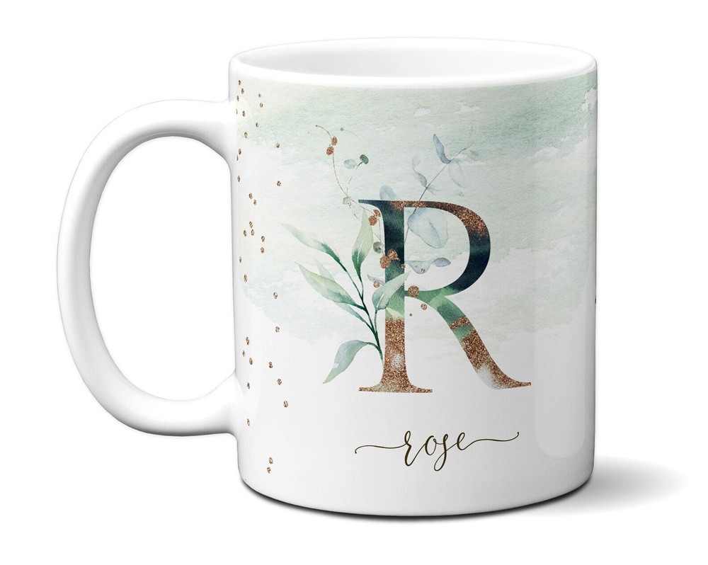Name Customizable Monogram Cup Letter Alphabet Initial Personalized Coffee &