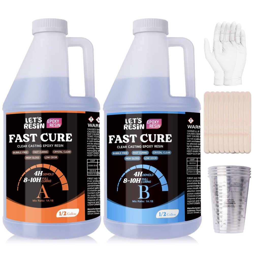 Fast Cure Crystal Clear Epoxy Resin 1 Gallon - Bubble Free for Crafts