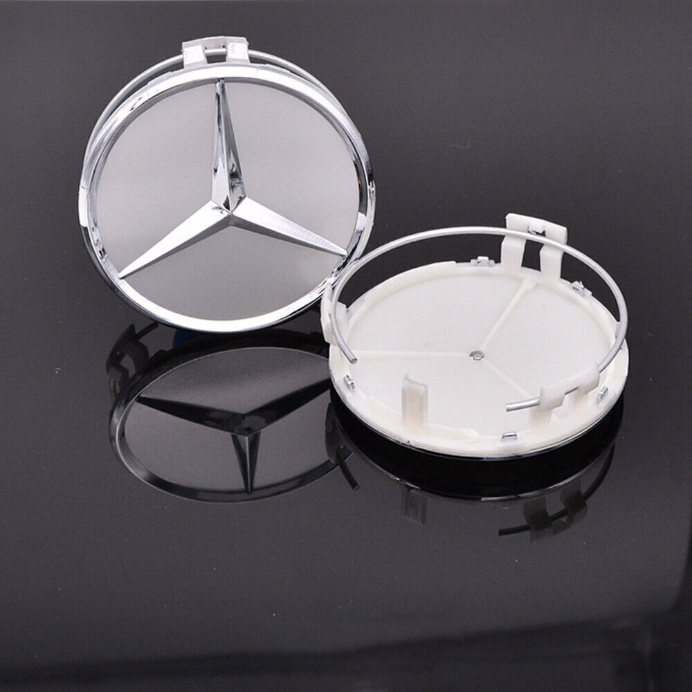 Fit For Mercedes Benz C E S Wheel Center Hub Caps 4 x 75mm Matte Chrome Emblem