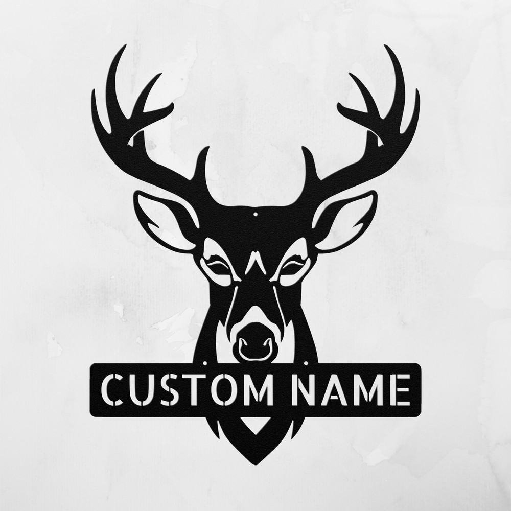 Personalized Deer Antler Head Metal Sign Custom Home Decor Hunter Gift Ideas