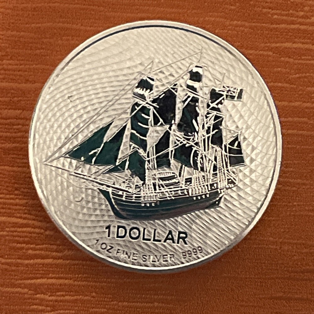 Sailing or Pirate Ship Collectible Coin 1 Troy Oz .9999 Fine Silver Round Medal