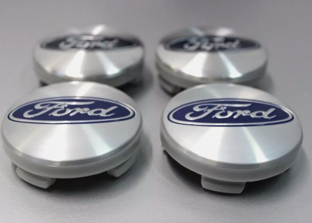 4 POLISHED SILVER Ford Wheel Center Caps 54mm Rim Emblems Hubcaps Logo 2 1/8