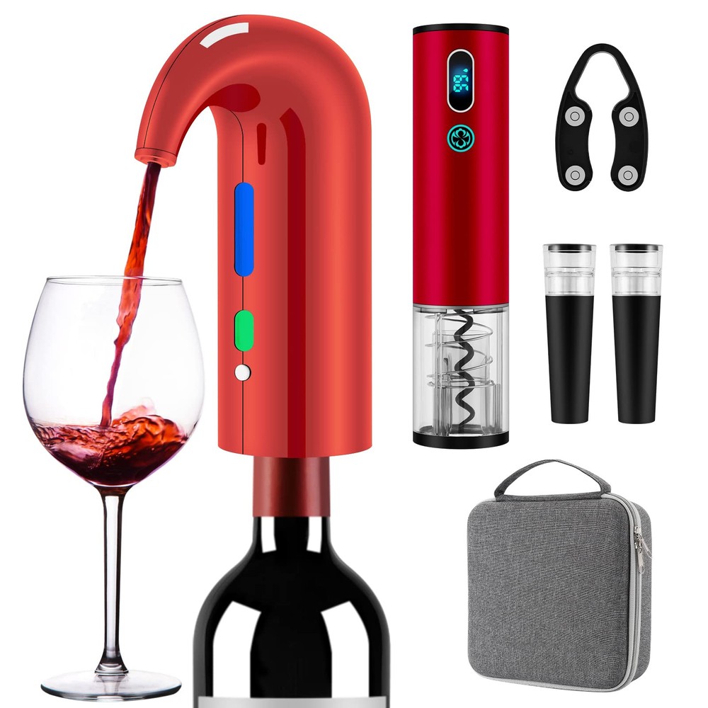 Electric Wine Opener Gift Set with Premium Wine Decanter, Foil Cutter, and Accessories – Perfect Wine Bottle Opener Day Gift for Wine Enthusiasts