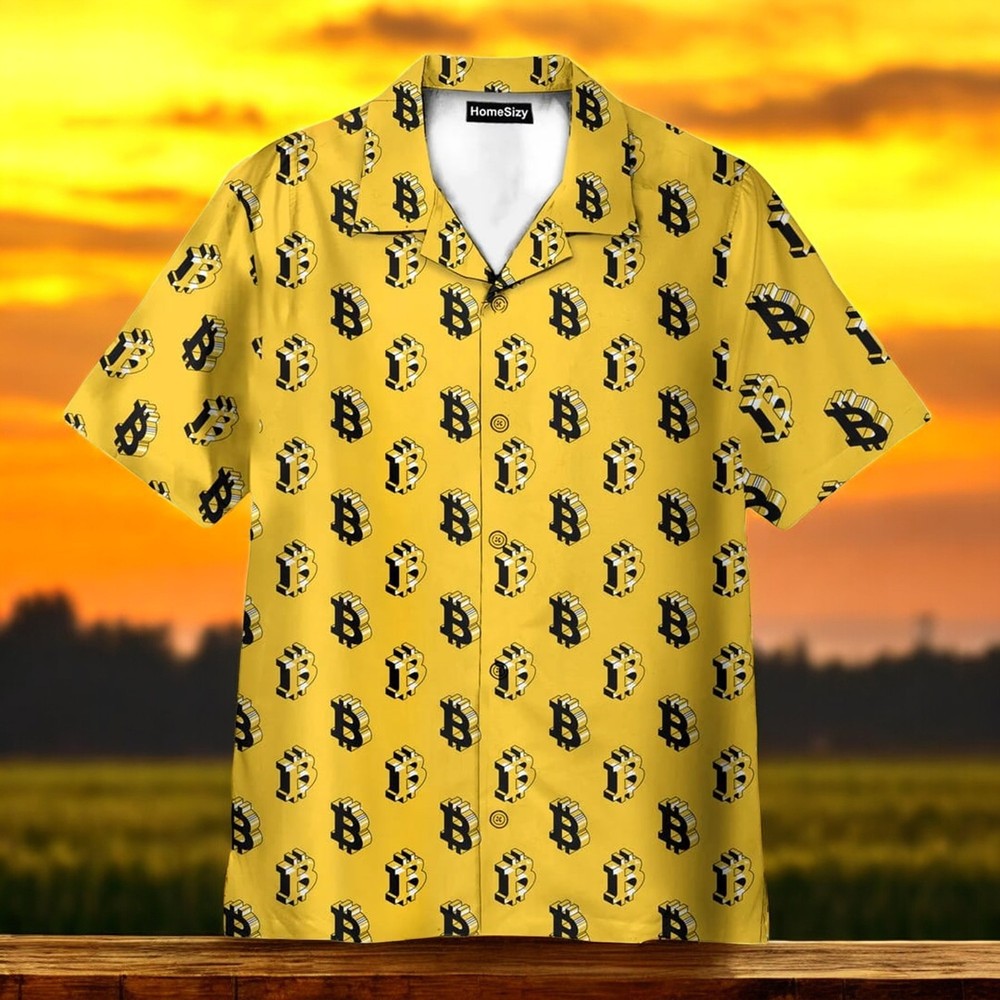 Isometric Bitcoin Cryptocurrency Hawaiian Shir-image