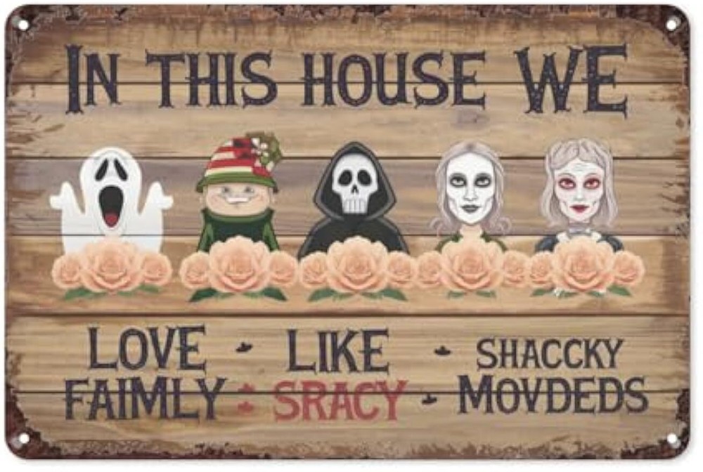 WE LOVE FAIMLY Retro Tin Sign, 8X12 Inch Vintage Metal Wall Art for Family Room,