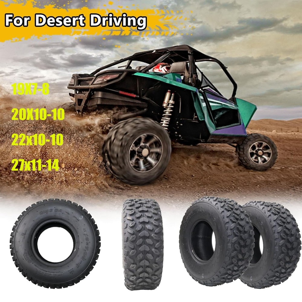 2Pcs 19x7-8 & 27x11-14 Tubeless ATV/UTV Off-Road Tires Multi-Size
