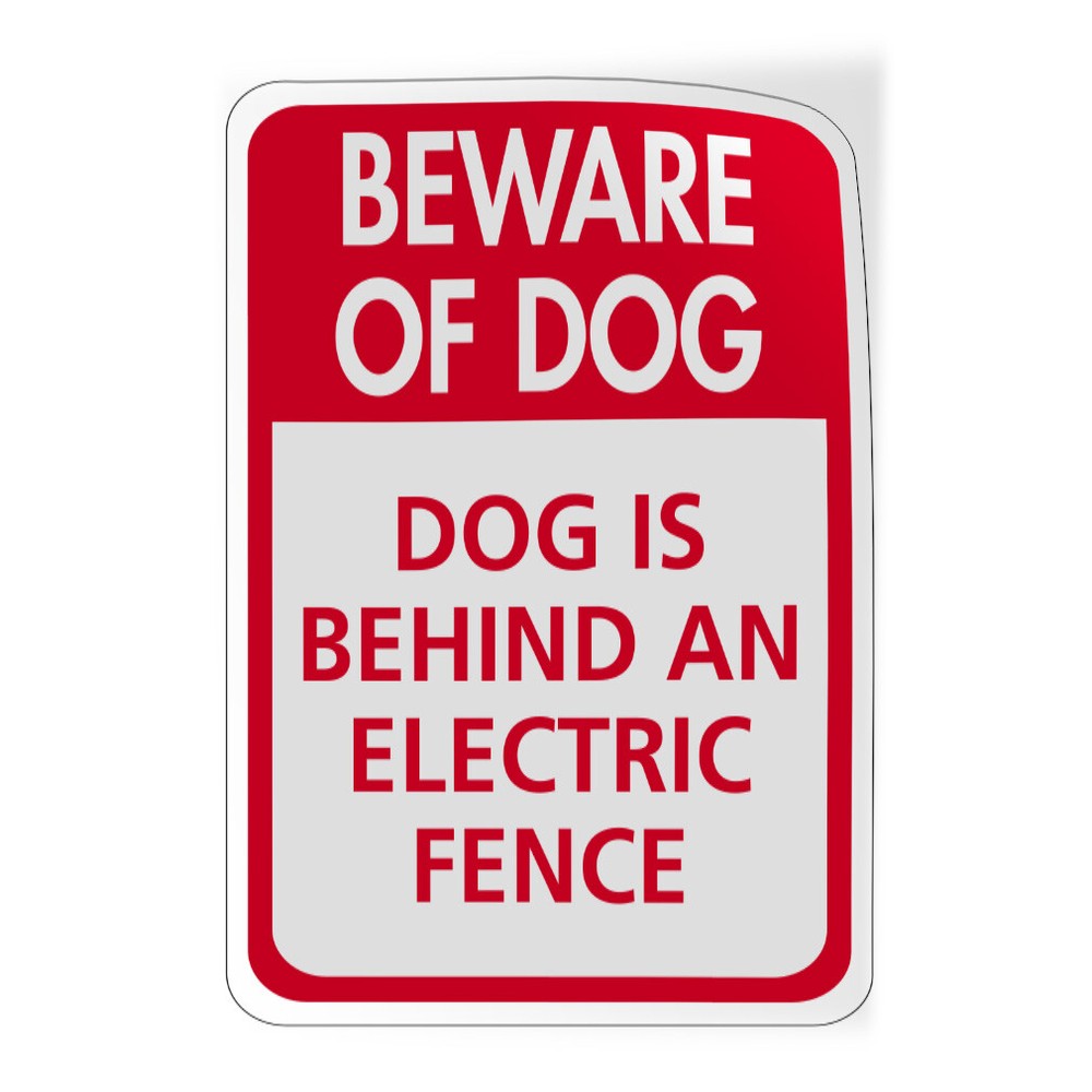 Beware of Dog Vertical Vinyl Sticker - Electric Fence Security Sign  