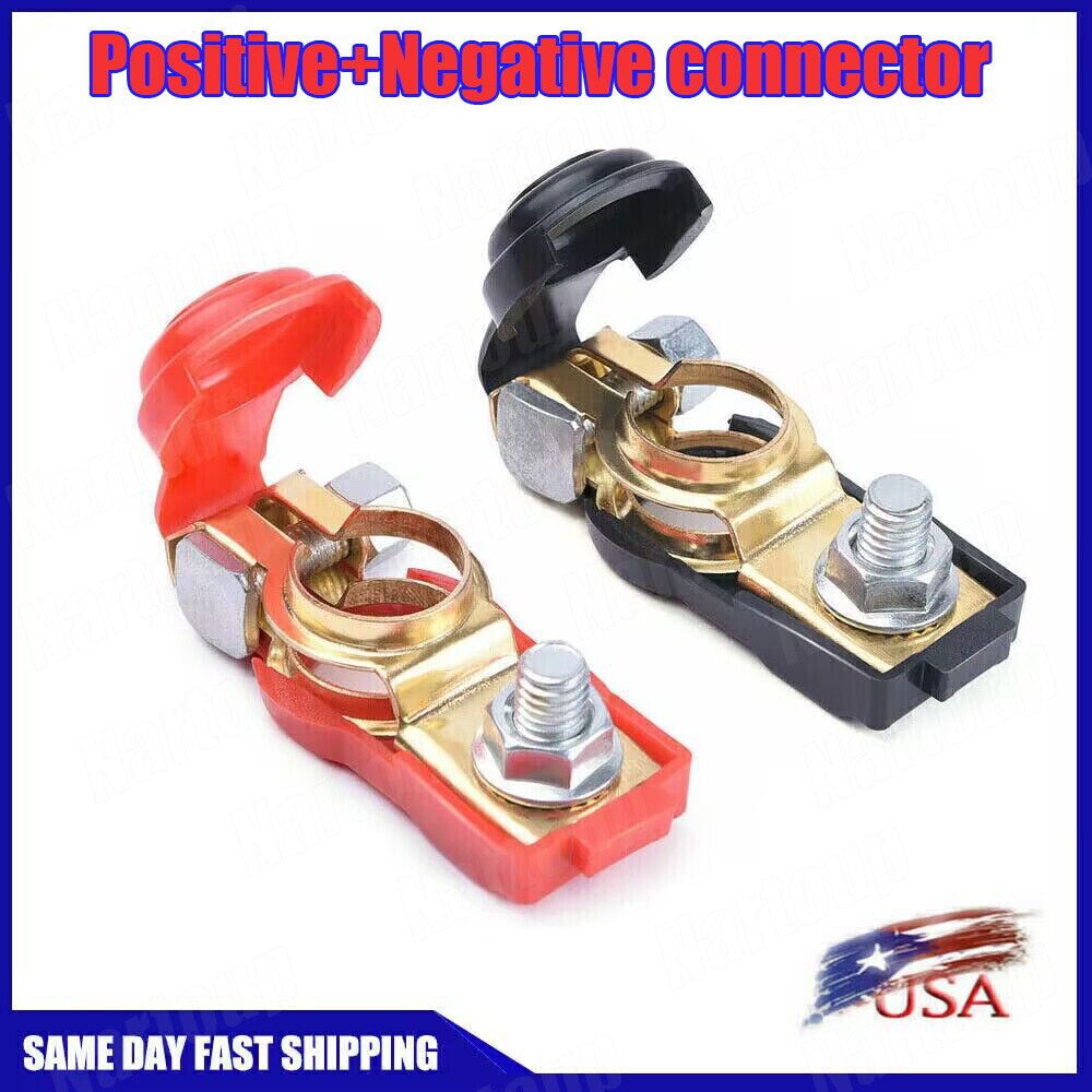 2X Car Battery Terminal Clamp Connectors Positive Negative Release Disconnect-