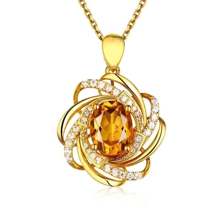 Beautiful Golden Crystal Pendant Necklace Gold Clavicle Chain