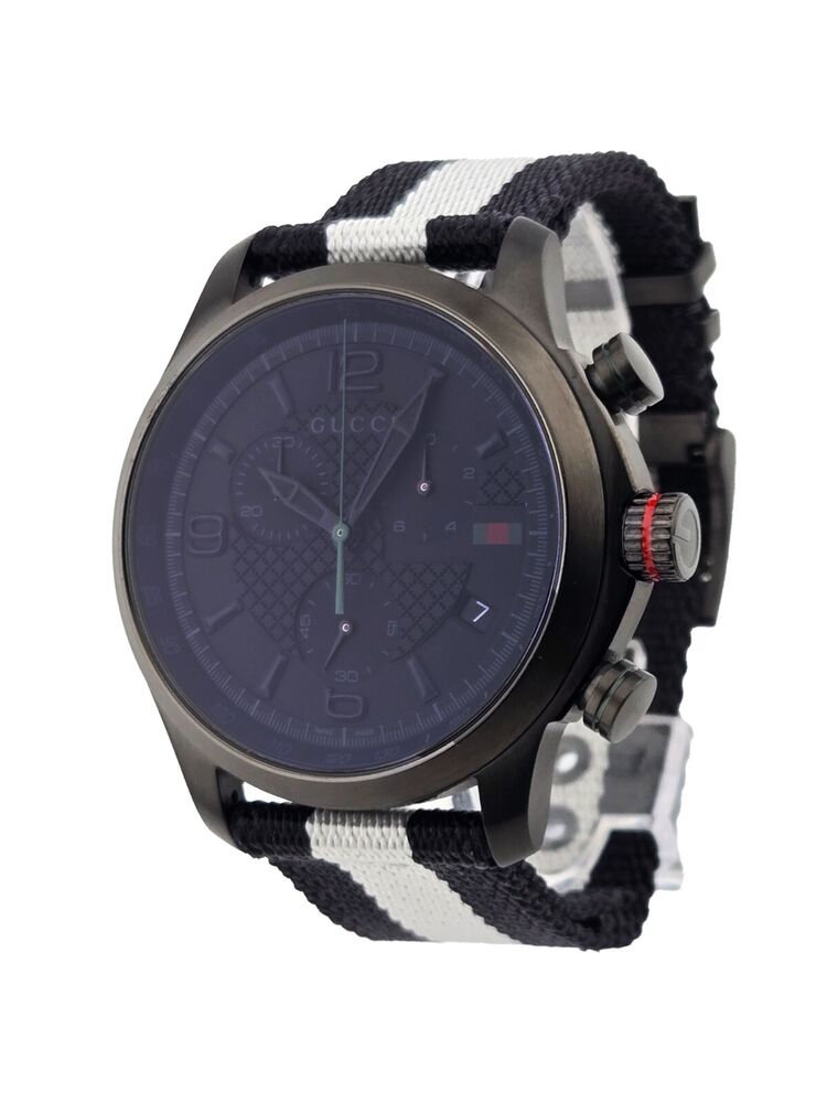 Gucci Men's G-Timeless Black Dial  Nylon Strap Watch - YA126244 ($1390 MSRP)