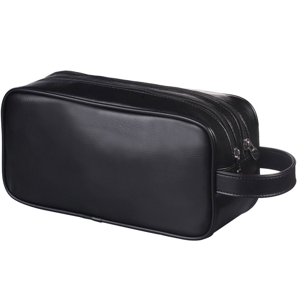 Soft PU Leather Zipped Travel Toiletry Bag Mens Ladies Supply Toiletry Bag Ca...