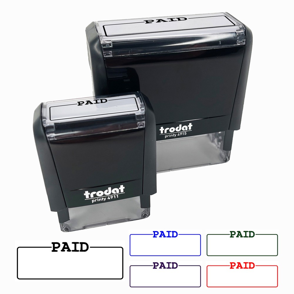 Paid Blank Box for Date Signature Invoice Self-Inking Rubber Stamp Ink Stamper