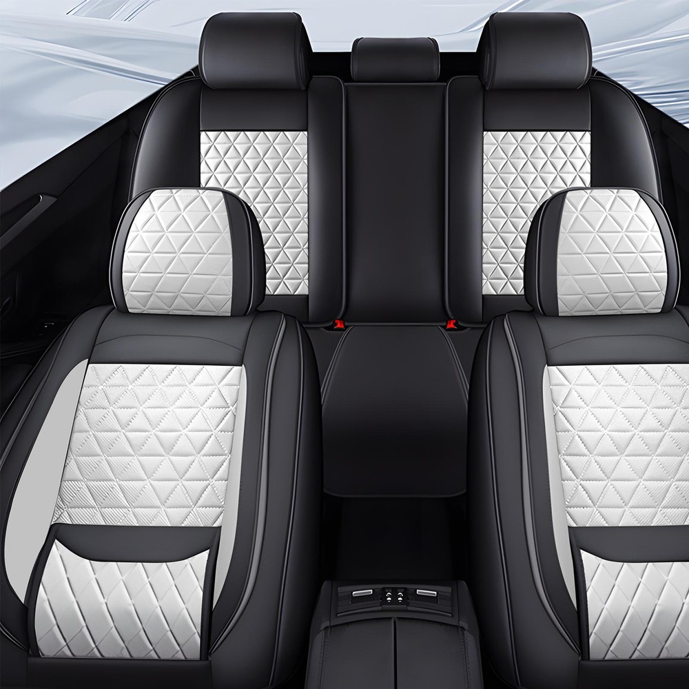 Universal Car Seat Cover Full Set Leather 5-Seats Front Rear Protector -3 colour