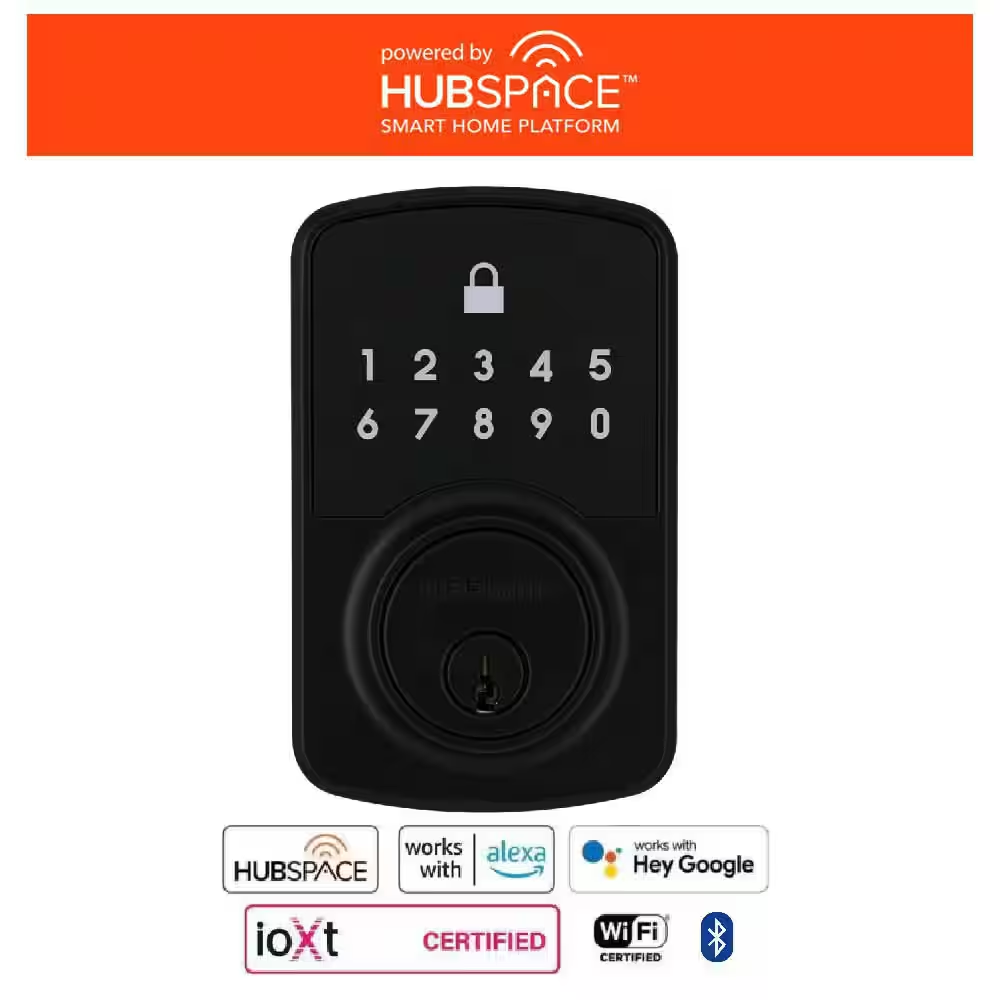 Smart Square Matte Black Wi-Fi Deadbolt Single Cylinder Lock