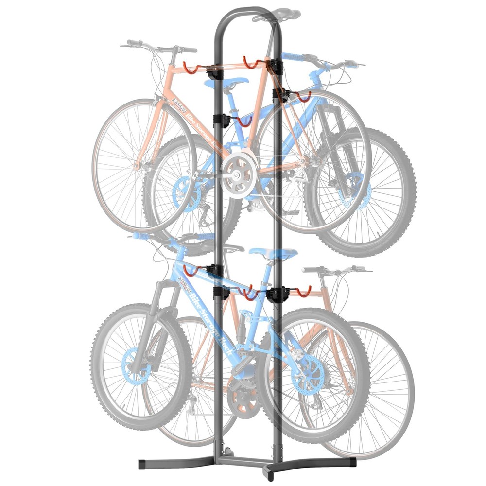 4 Bike Rack, Bicycle Rack, Bike Storage Rack for Garage Home, Freestanding Gr...