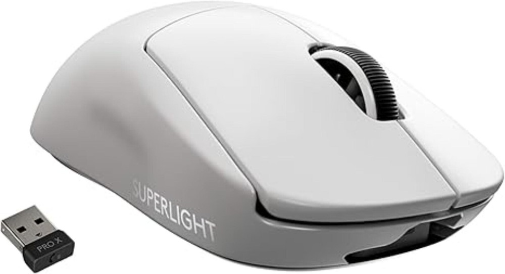 Logitech G Pro X SuperLight Wireless Gaming Mouse in White with 25,600 DPI Ultra-Lightweight Design