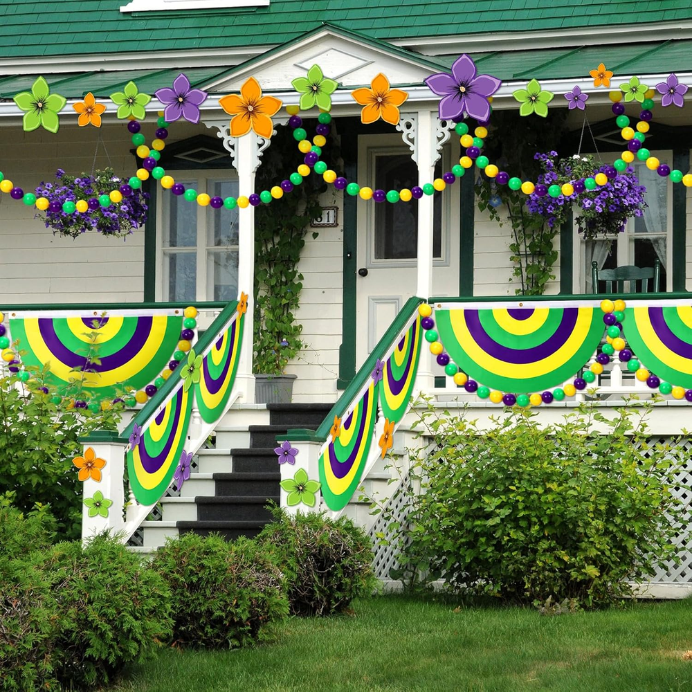 52 Pcs Mardi Gras Party Decorations, Includes 8.4 Ft Mardi Gras Jumbo Bead Garla