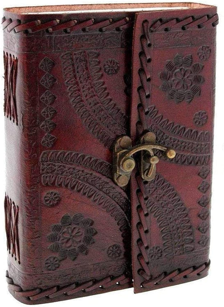 Leather Bound Lockable Journal Sketchbook - 200 Unlined Pages for Men & Women  