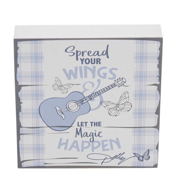 Dolly Parton Spread Your Wings Let The Magic Happen Sign Guitar 3.8”x3.8” NEW