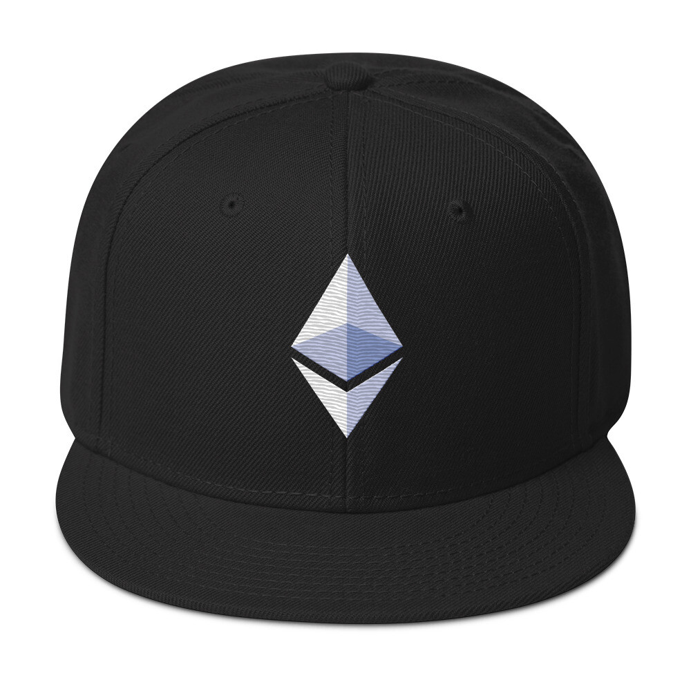 ETH Ethereum Cryptocurrency Symbol Flat Bill Cap Snapback Hat-image