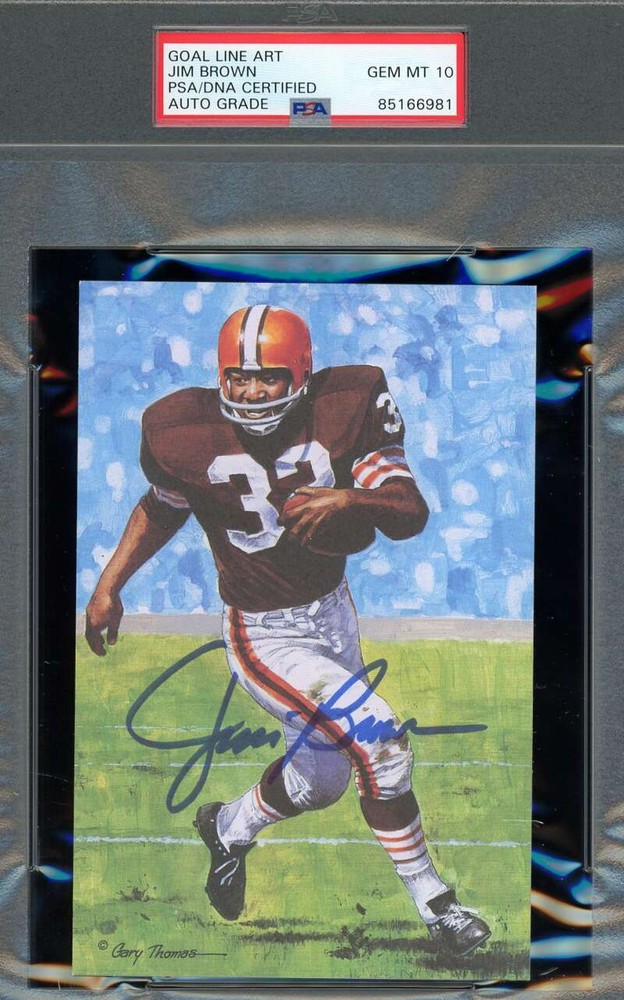 Jim Brown Gem Mint 10 PSA DNA Signed Goal Line Art Card GLAC Autograph