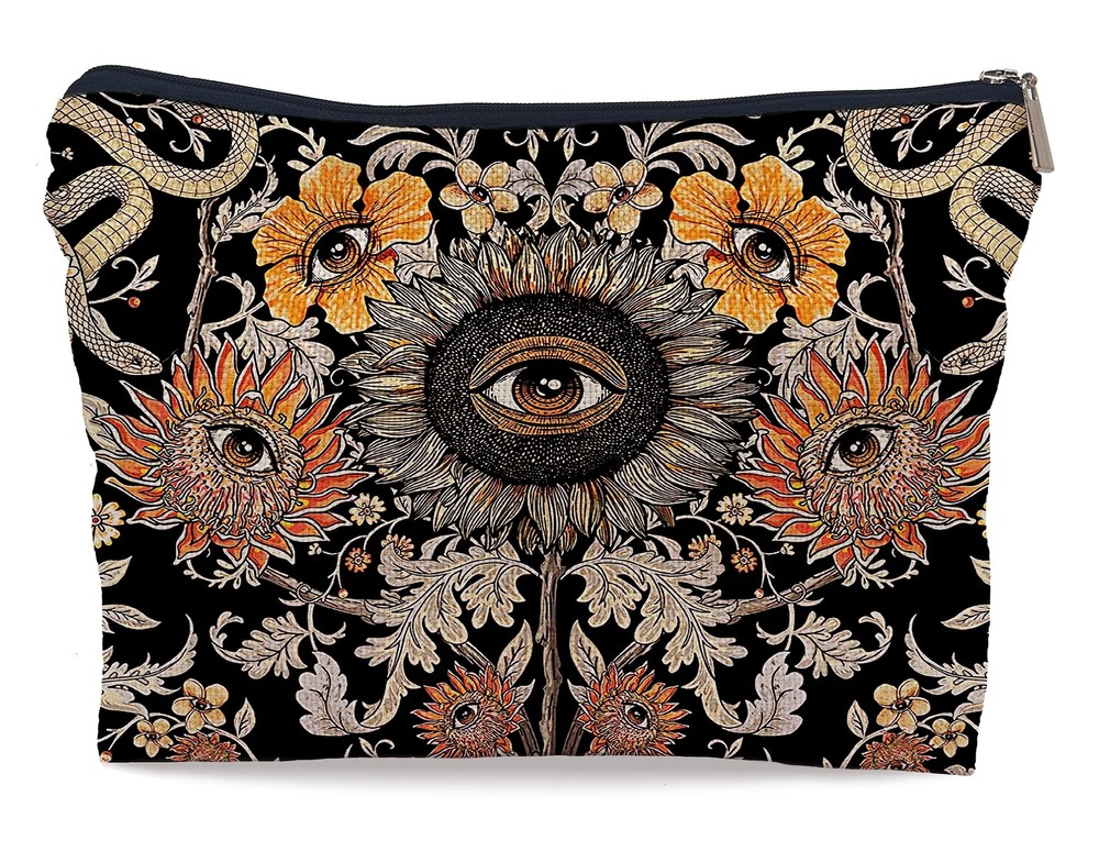 Tarot Evil Eye Sunflower Hippie Snake Vintage Flowers Floral Cosmetic Bag Decora