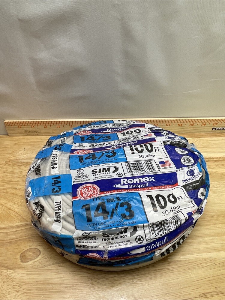 Southwire 100FT 14/3 Solid Romex SIMpull CU NM-B W/G Indoor Electrical Wire