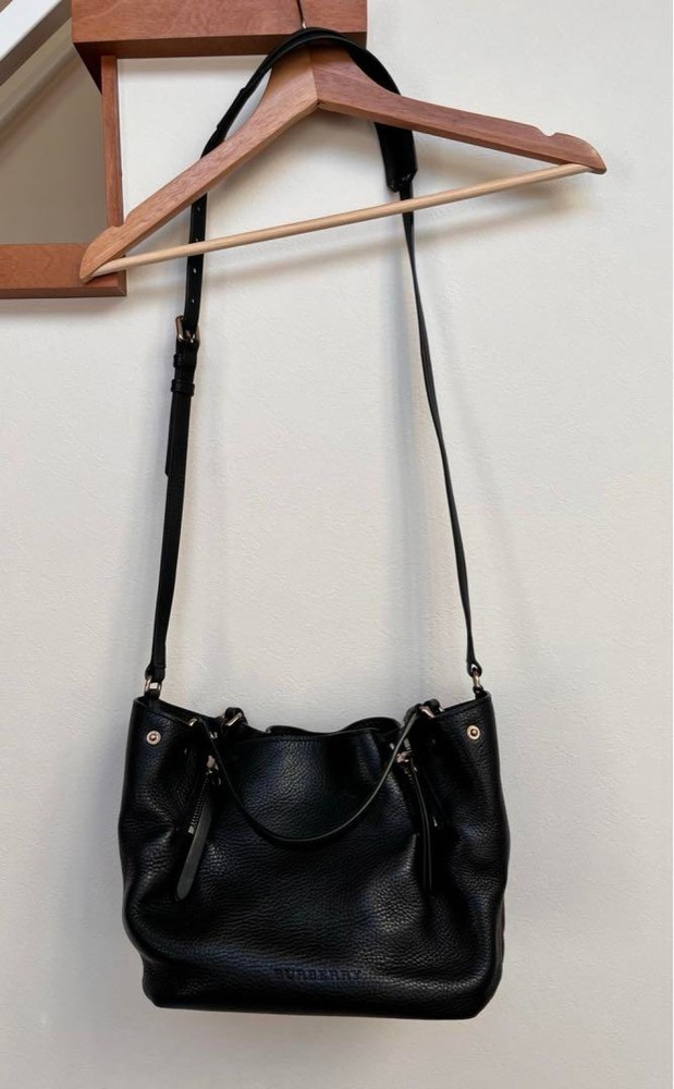 Burberry Shoulder Bag Nova Check Leather Black Authentic F1114640