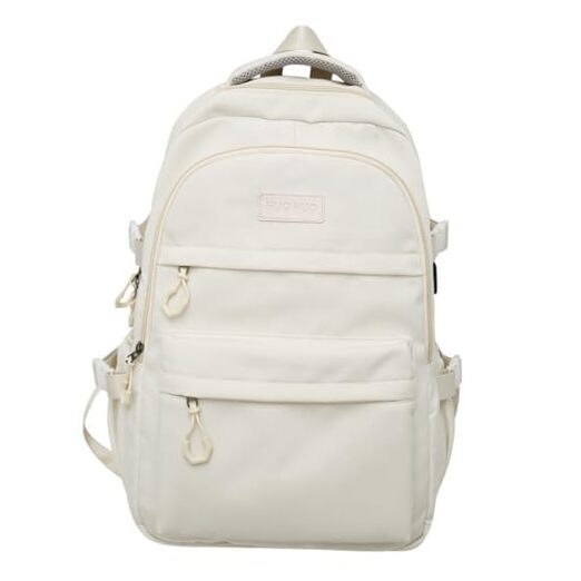 Y2k Preppy Backpack Aesthetic College Laptop Backpack Canvas Travel White