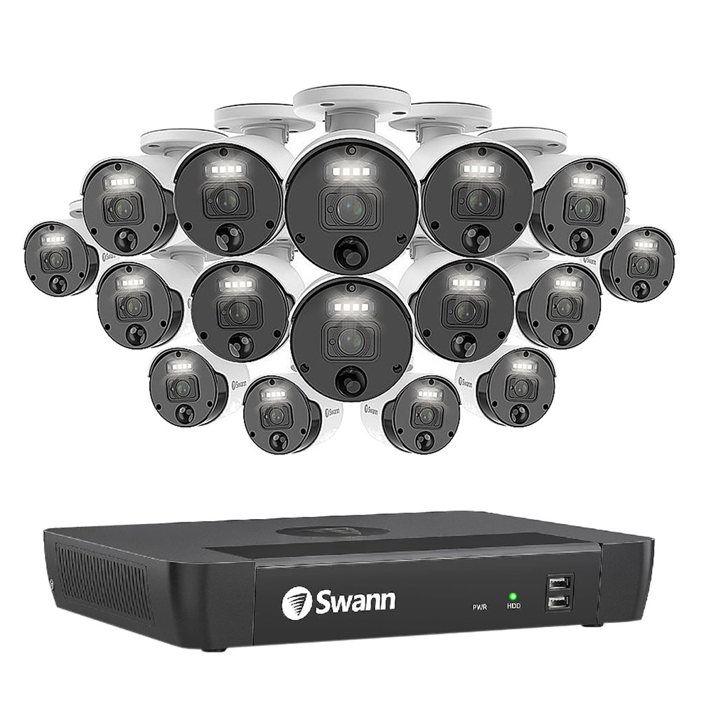 Swann 16-Channel 4K UHD Wired Security System with 16 PoE Cameras and 2TB NVR
