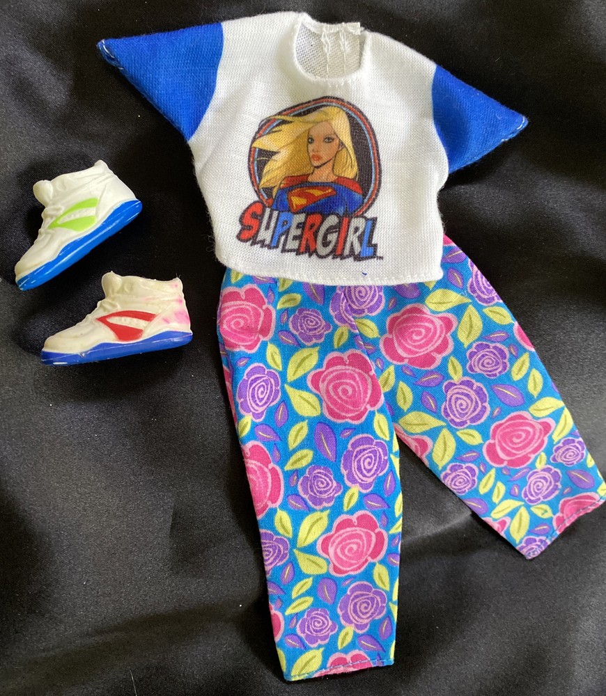 Cute Barbie Super girl shirt Multicolored Floral pants tennis