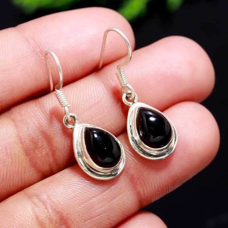 Black Onyx Earring Gemstone Earring 925 Sterling Silver Earring Handmade Earring