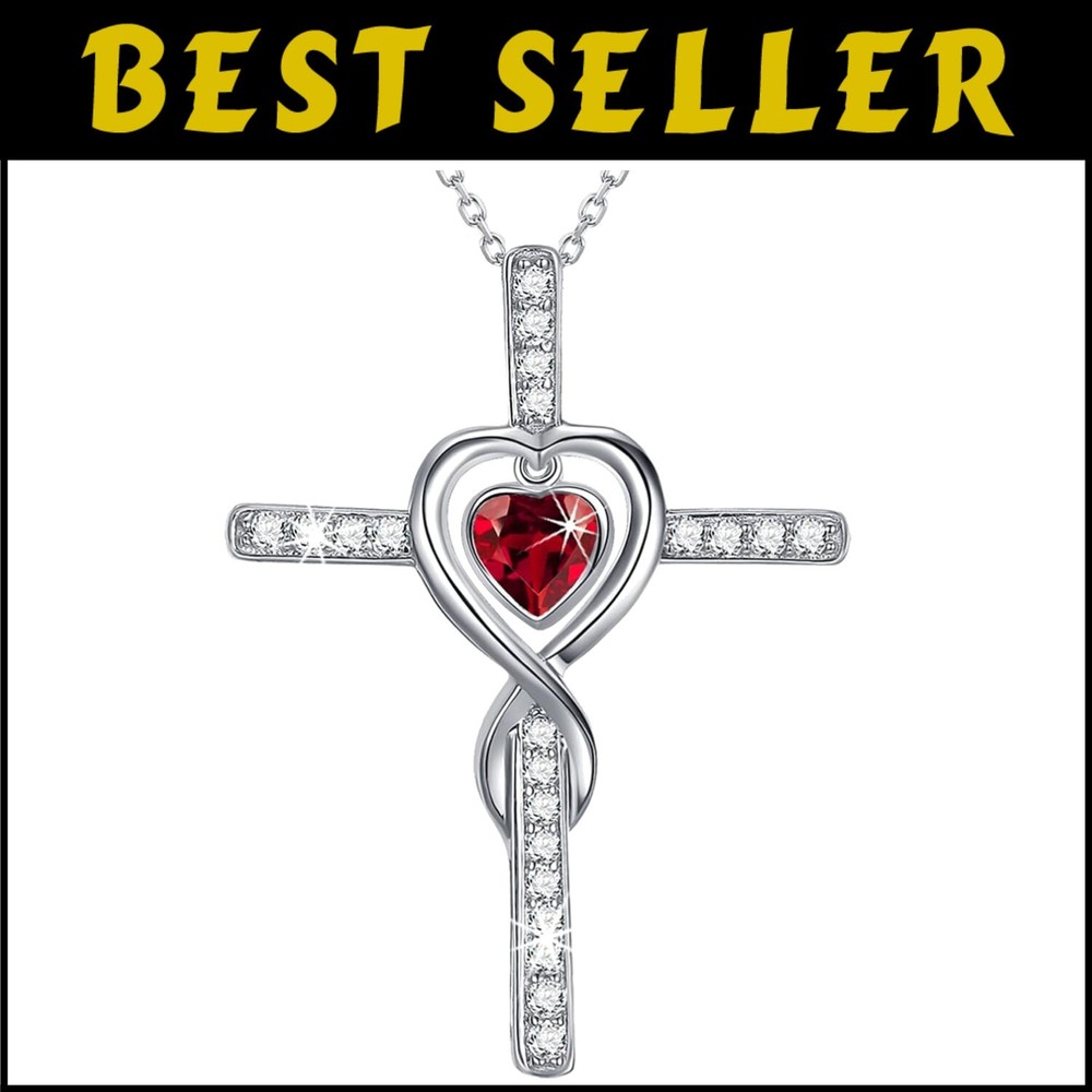 Adjustable February Garnet Infinity Heart Necklace - Perfect Birthday Gift