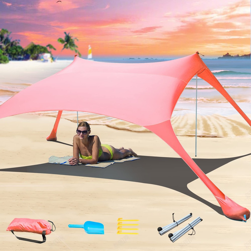 7×7 FT Beach Tent Sun Shelter UPF50+ UV Protection, Outdoor Canopy Tent Sun S...