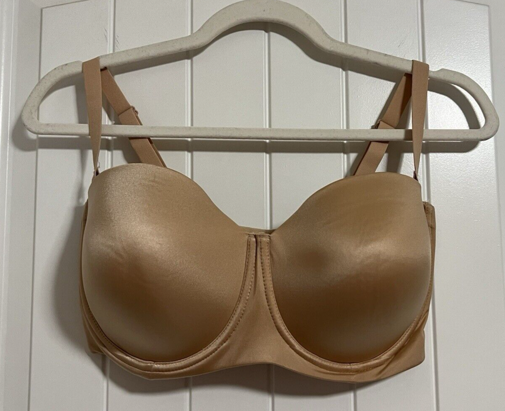 AUDEN Lightly Lined Multiway Strapless Bra Beige 36DDD NWOT