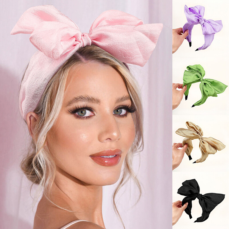 Hair Accessories Solid Color Wide Brimmed Hairbands Oversize Bow Head Hoop