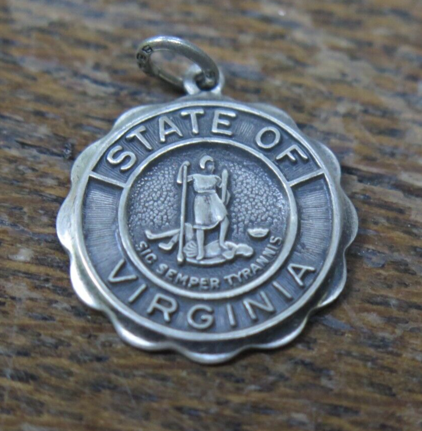 RARE VINTAGE BEAU .925 STERLING SILVER STATE OF VIRGINIA BRACELET CHARM NICE