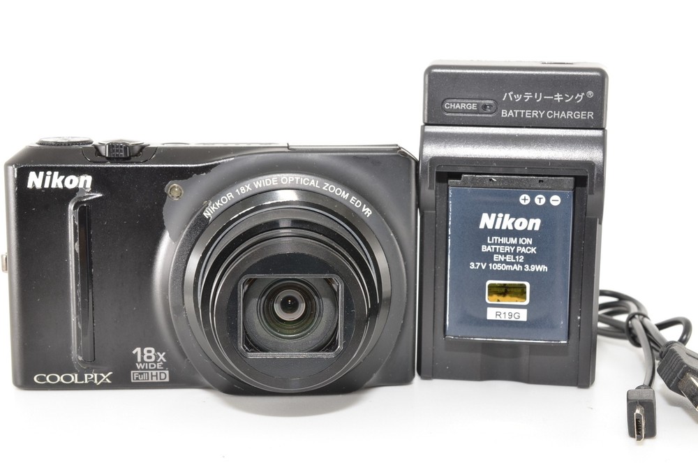 Nikon COOLPIX S9100 BLACK 12.1MP 18x Zoom HD Digital Camera From Japan #2709